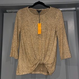 NWT! 41Hawthorn Women’s XS mustard top; 3/4 sleeve, front knot detail. So soft!